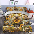 Otter duvet cover set styled in a bedroom with sunflower panels and playful wildlife artwork
