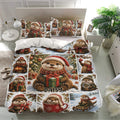 Christmas otter bedding set displayed in a bright bedroom with matching pillowcases and holiday artwork