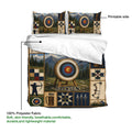 Archery duvet cover set presentation showing printable artwork and 100% polyester fabric callout