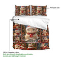 Rabbit duvet cover bedding set detail showing printed artwork, soft fabric labeling, and matching pillowcases