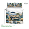 Pontoon duvet cover and pillowcases shown with printable artwork and soft fabric details
