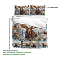 Moose duvet cover set showing the printed side and soft polyester fabric in a snowy wildlife design