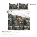 Wolf duvet cover set detail showing the printable side, soft polyester fabric, and mountain wildlife artwork