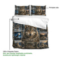Wolf duvet cover set detail showing the printed front, coordinating pillowcases, and soft lightweight fabric