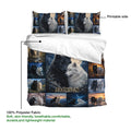 Wolf duvet cover set product view showing the printed side, soft fabric, and detailed woodland artwork