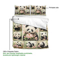 Panda duvet cover bedding set with floral garden artwork and a visible white reverse side