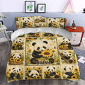 Panda and sunflower duvet cover set styled in a bright bedroom with coordinated decor