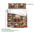 Panda Christmas duvet cover bedding set displayed with a printable design and lightweight fabric details
