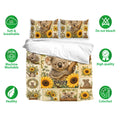 Koala bedding set with matching pillowcases, sunflower artwork, soft breathable fabric, and machine-washable design