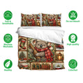 Koala Christmas duvet cover bedding set with matching pillowcases shown in a product layout