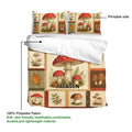 Mushroom duvet cover and matching pillowcases showing the printed side and soft lightweight fabric detail
