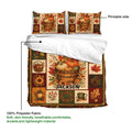 Autumn harvest duvet cover set showing the printable front side with pumpkins, leaves, and rustic seasonal artwork