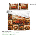 Autumn pickup truck duvet cover with harvest landscape artwork and a clearly marked printable side