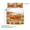 Autumn pickup truck duvet cover set showing the printed side and soft lightweight fabric detail