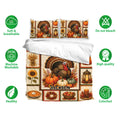 Thanksgiving duvet cover bedding set displayed with turkey artwork, matching pillowcases, and harvest colors