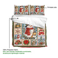Christmas duvet cover set showing a printable snowman design in red, green, cream, and icy blue