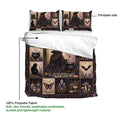 Witchcraft bedding set detail showing printed side, soft polyester fabric and mystical spellcaster artwork