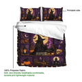 Witchcraft duvet cover set with a purple gothic witch design and soft polyester fabric detail