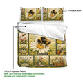 Bee duvet cover set detail showing the printed floral garden design and lightweight polyester fabric