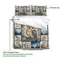 Owl bedding set product view highlighting the printable front design and soft blue nature-inspired artwork