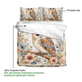 Owl duvet cover set detail showing the printed side, floral border, and soft polyester fabric