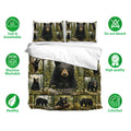 Bear bedding set with matching pillowcases, forest wildlife artwork, and soft breathable bedding features