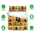 Bear and sunflower duvet cover bedding set displayed with matching printed pillowcases