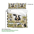 Dairy cow duvet cover bedding set highlighting the printed side and soft polyester fabric