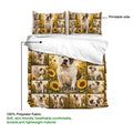 American Bulldog duvet cover and pillowcases shown with a printable floral dog design and fabric details