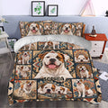 American Bulldog bedding displayed in a modern bedroom with a detailed mandala-inspired pattern