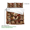 American Bulldog duvet cover set showing the printed side, fabric detail, and festive red holiday artwork