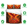 Phoenix duvet cover bedding set displayed with matching pillowcases and soft, breathable bedding feature icons