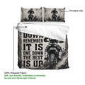 Motocross duvet cover set showing printable artwork and lightweight polyester fabric details