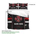 Firefighter duvet cover bedding set detail showing printable artwork and lightweight polyester fabric