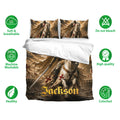 Knights Templar duvet cover set showing medieval knight artwork with soft, breathable bedding features