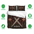 Knights Templar duvet cover bedding set displayed with matching sword and shield pillowcase artwork