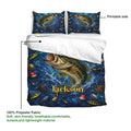 Fishing duvet cover bedding set with bass artwork, printable fabric surface, and soft lightweight material details