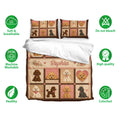 Poodle duvet cover bedding set shown with matching pillowcases and soft breathable fabric icons