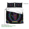Sign language duvet cover set detail showing printable mandala artwork on lightweight polyester fabric