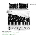 Piano duvet cover bedding set showing the printable musical keyboard artwork and soft fabric