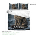 Maine Coon duvet cover and pillowcase set detail showing the printable side and soft polyester fabric