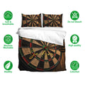 Dart board duvet cover bedding set with matching pillowcases and a bold target design in earthy colors