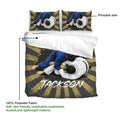 Jiu jitsu duvet cover set product view showing grappling artwork, printable side, and soft polyester fabric detail