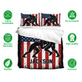 Wrestling bedding set displayed with patriotic grappling artwork in red, white, blue, and black