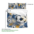 Soccer duvet cover set detail showing printed artwork and soft fabric presentation