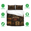 Dirt track racing bedding set shown with matching pillowcases and feature icons for breathable, washable, quality fabric