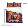 Pitbull duvet cover close-up showing printed surface and matching pillowcases in a bold graphic style