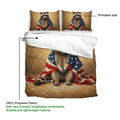 Raccoon duvet cover set detail showing the printed surface and lightweight polyester fabric