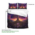 Tree Of Life duvet cover set showing the printable side and detailed purple artwork on polyester fabric