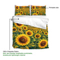 Sunflower duvet cover set showing the printable side and 100% polyester fabric detail